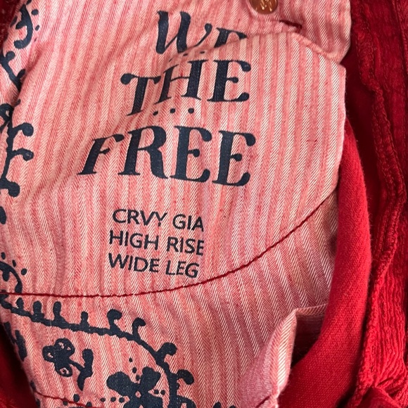 End of Winter Clearance! We The Free Corduroy High Rise Wide Leg Pant Red 24 - Picture 11 of 14